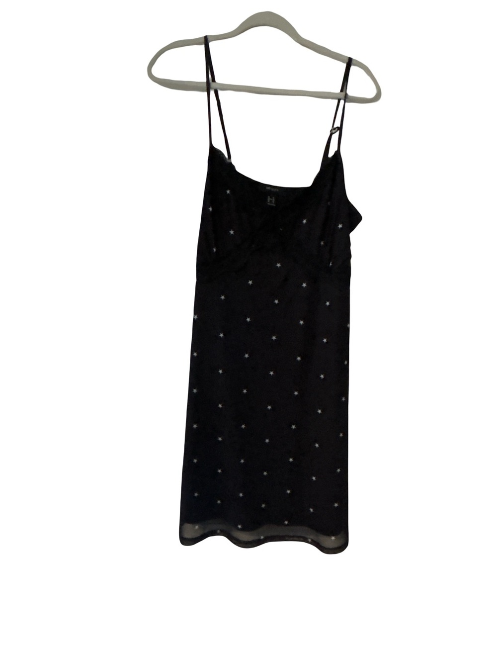 90s Vibes Witchy Plus Black Celestial Star Mesh Overlay Slip Dress 1X Whimsigoth